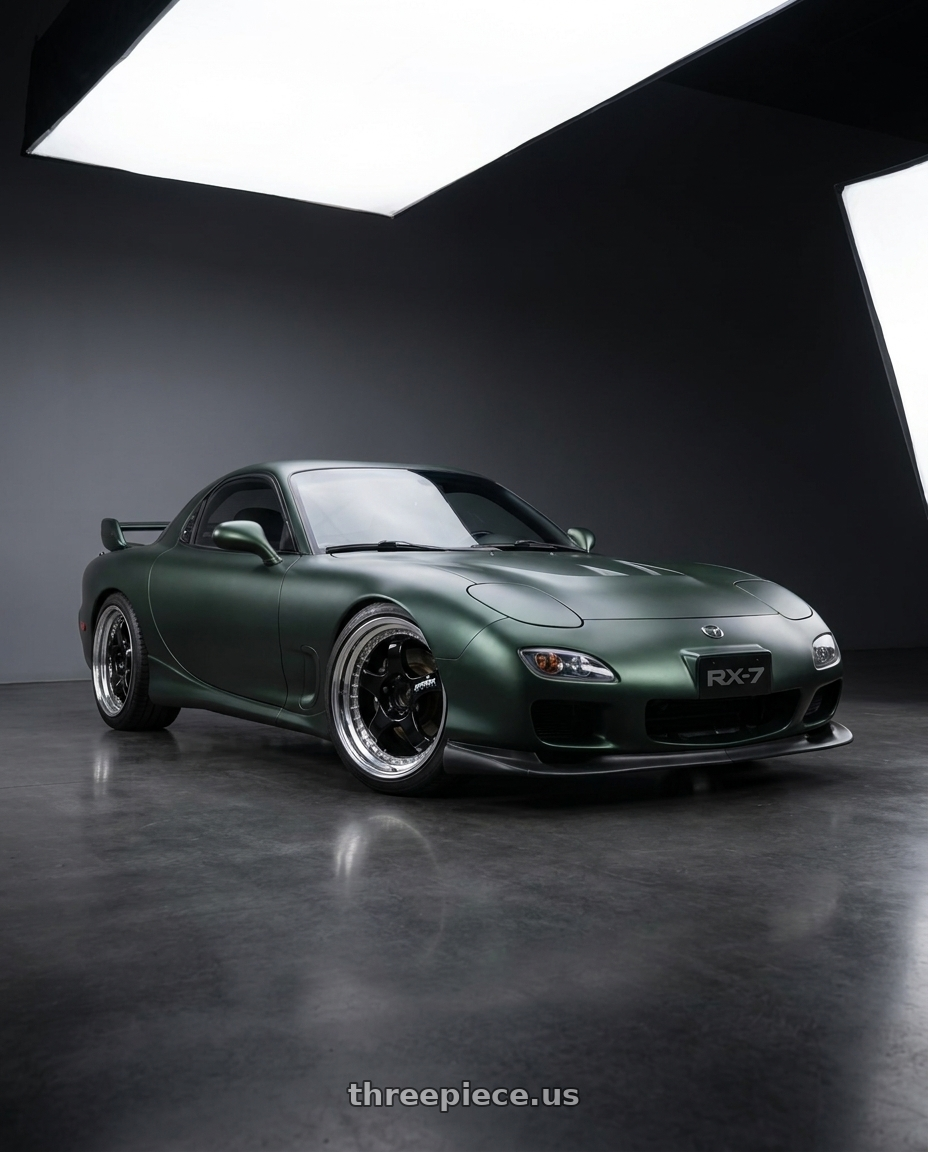 1993 mazda rx-7 with Work Meister S1 3P 5x100 18x8.5+3 A Disk Black wheels