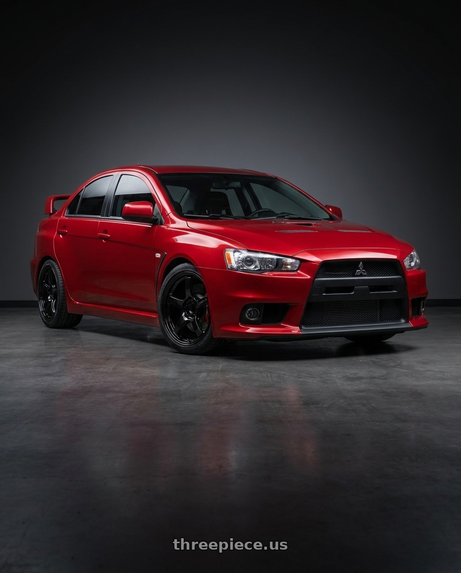 2012 Mitsubishi Lancer Evo X with Gram Lights 57CR 5x114.3 18x9.5+22 Glossy Black wheels