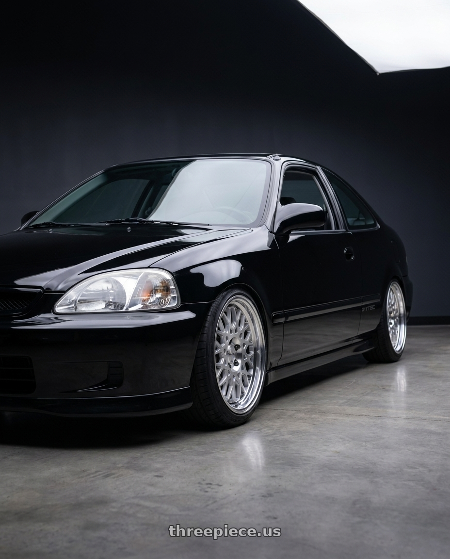 2000 Honda civic  with Work Seeker Cx 4x100 17x7+38 O Disk Matte Silver Polish wheels