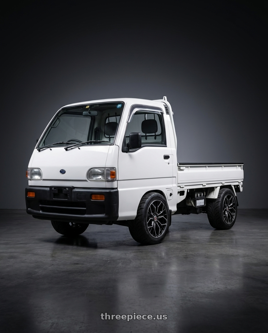 1994 Subaru Sambar with Spec-1 SP-76 4x100/4x114.3 14x6 +20 Gloss Black & Machined wheels