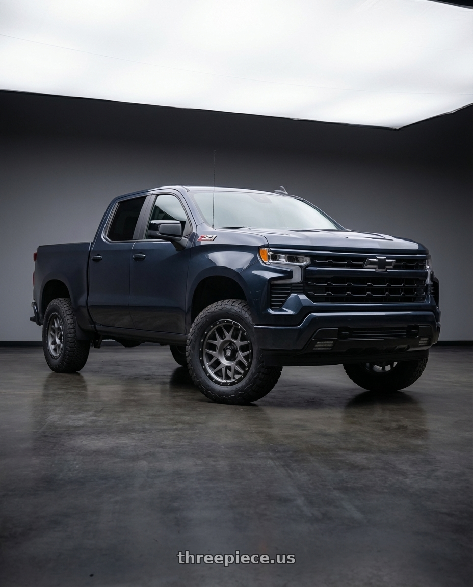 2023 Chevrolet Silverado 1500 with XD XD127 BULLY 6X139.7 20X9 +18 MATTE GRAY BLACK RING wheels