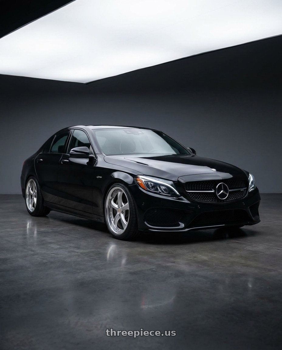 2018 mercedes benz c43 amg with Work Wheels VS-KF 5x112 19x8.5+47 Light Grey Silver A Disk FULL REVERSE wheels