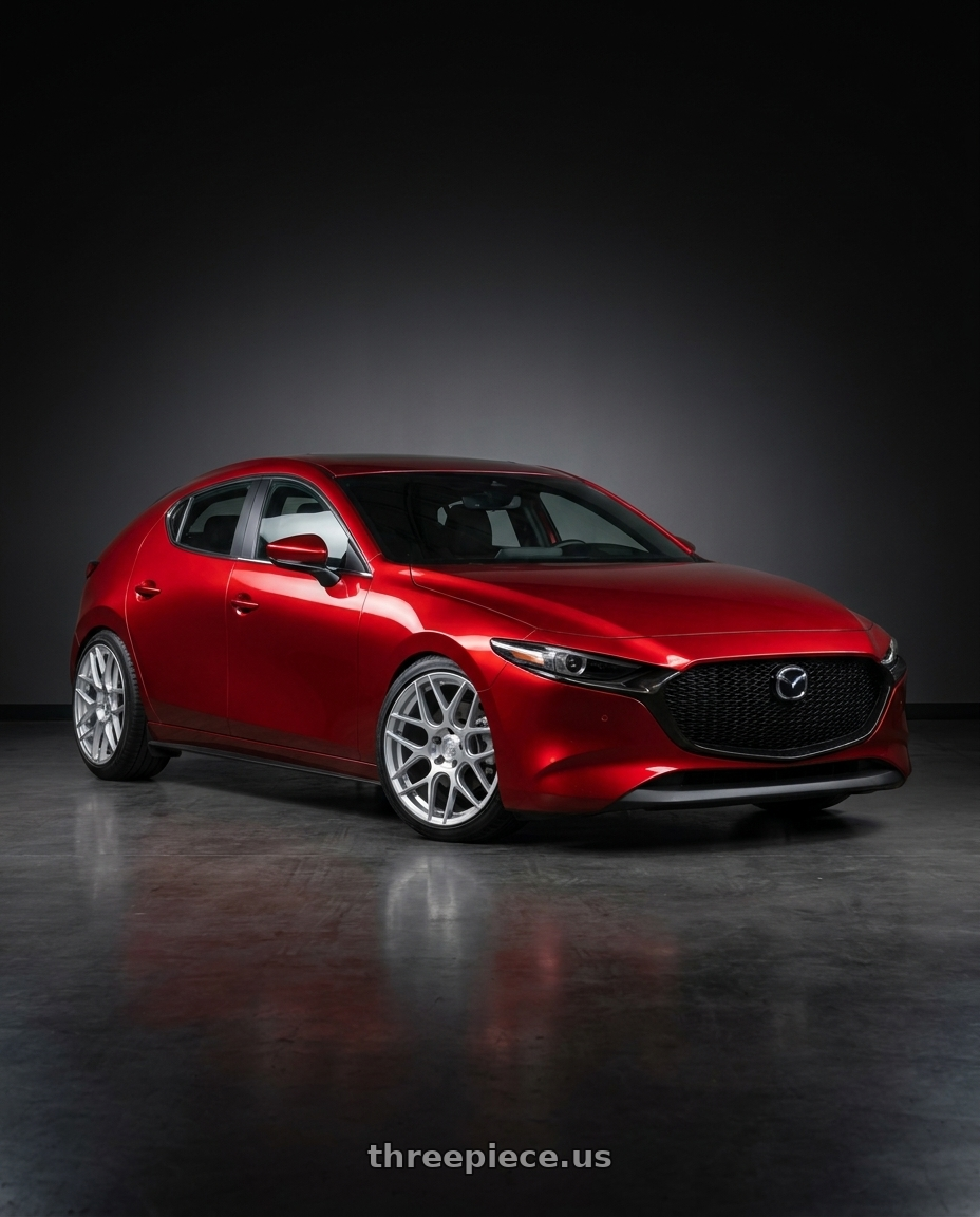 2024 Mazda 3 with Aodhan AFF2 5x112 19x8.5+35 Gloss Silver Machined Face wheels