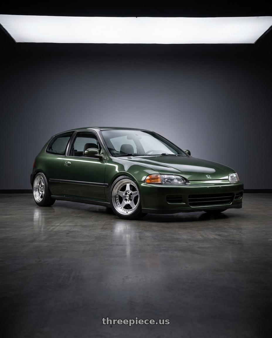 1995 honda civic dx hatchback nori green metalic with Work Meister Cr01 4x100 15x7+35 A Disk Bright Buff Finish wheels