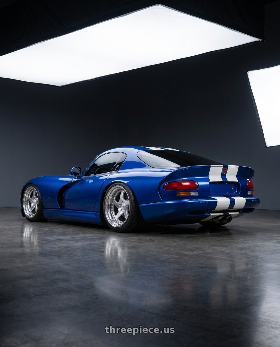 1997 dodge viper with CCW LM5T 6x114.3 18x13 +70 Polished wheels rear three quarter view slight stretch tires