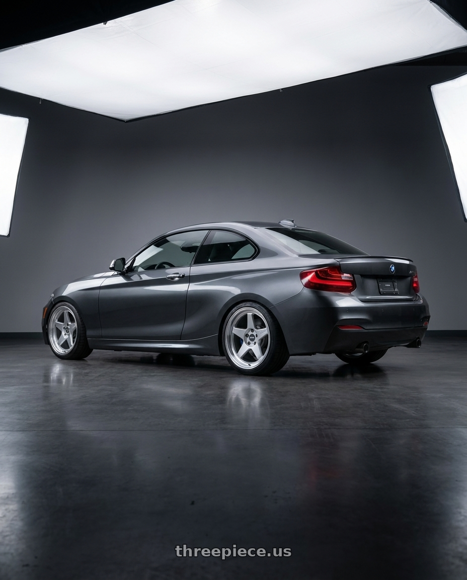 2018 Bmw M240i with ESR Wheels CR SERIES CR5 5x100 18x10.5 +22 Hyper Silver wheels rear three quarter view square tires