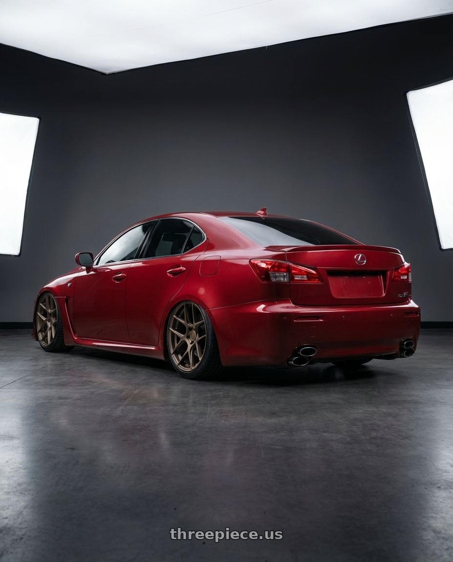 2012 Lexus IS-F with Aodhan AFF2 5x114.3 19x9.5+35 Matte Bronze wheels rear three quarter view slight stretch tires