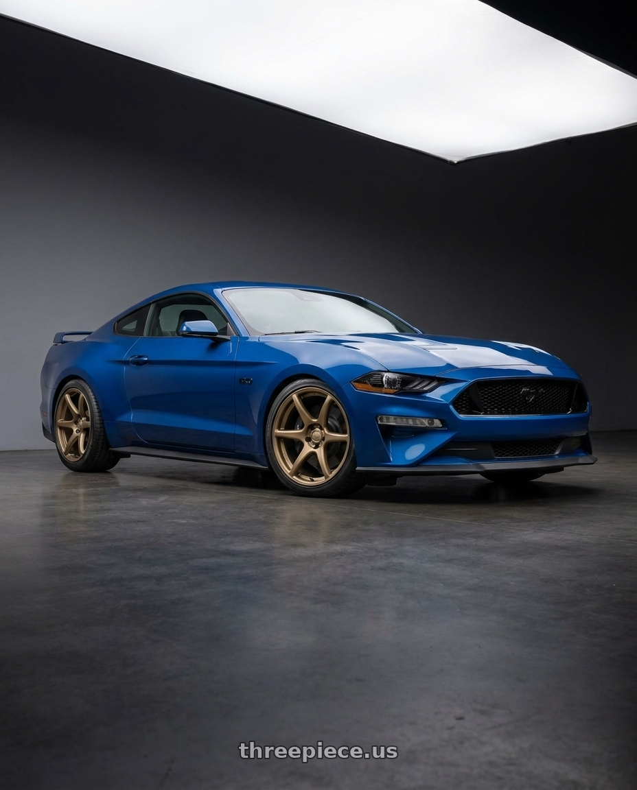 2022 Ford Mustang GT with Kansei K11B Tandem 5X100 18x8.5 35 Bronze wheels