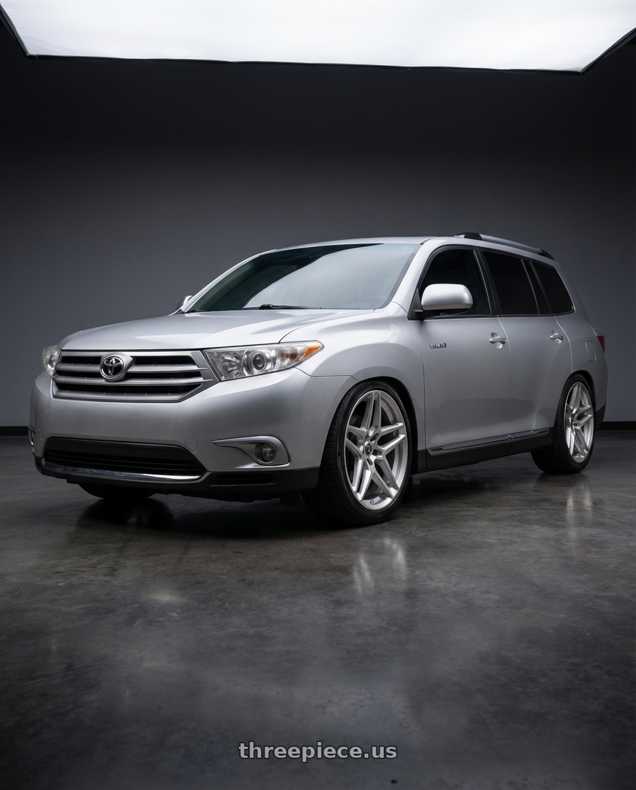 2013 Toyota Highlander Limited Silver with HERITAGE WHEEL EBISU MONOC 5x114.3 20x9 +25 SILVER wheels