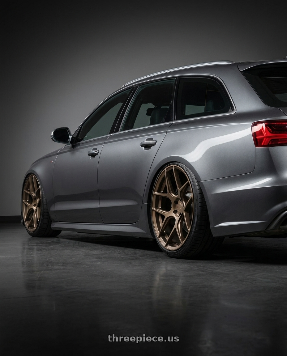 2016 Audi S6 C7 with Aodhan AFF2 5x112 20x9+30 Matte Bronze wheels rear three quarter view slight stretch tires