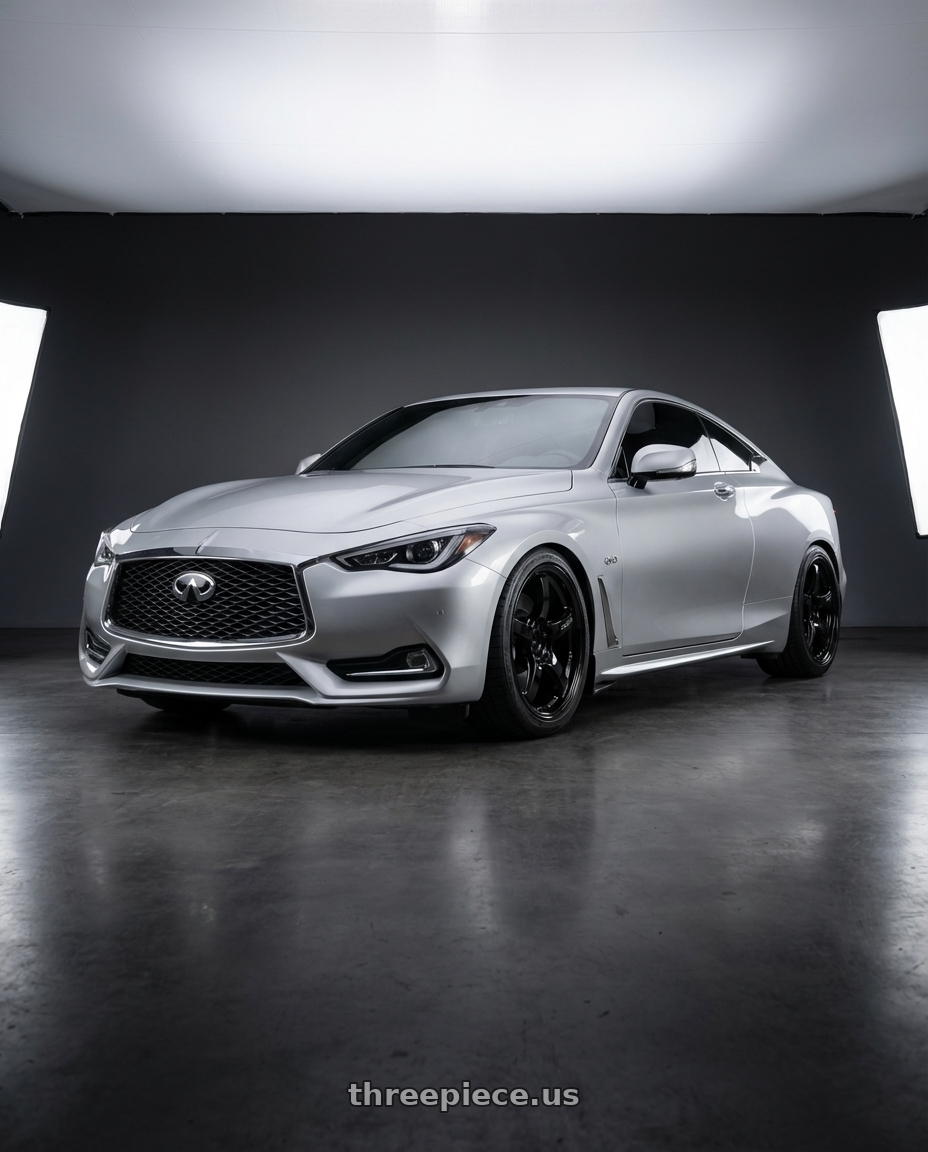 2020 Infiniti Q60 with Gram Lights 57CR 5x114.3 19x8.5+35 Glossy Black wheels