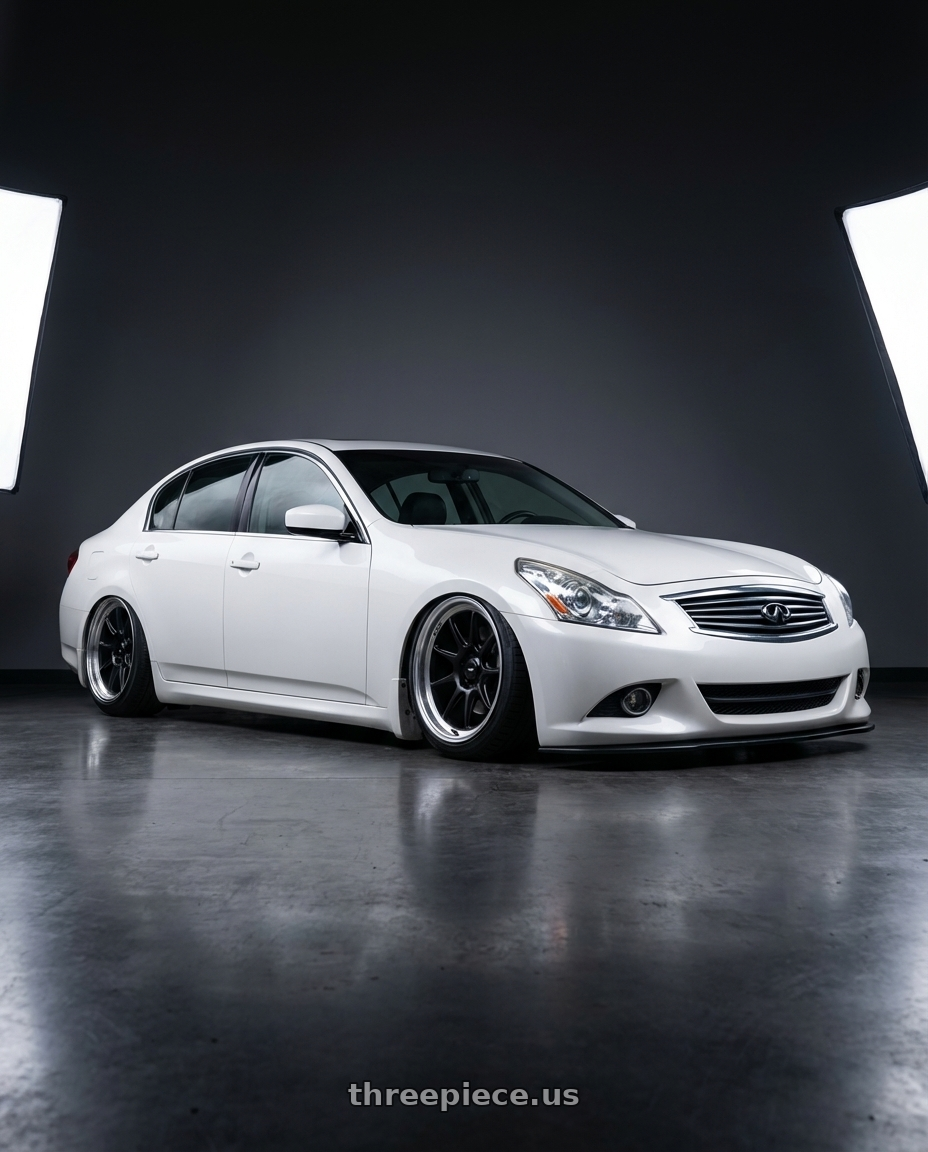 2012 Infiniti G37 with Konig Countergram 5x114.3 19x9.5+25 Matte Black / Matte Machined Lip wheels