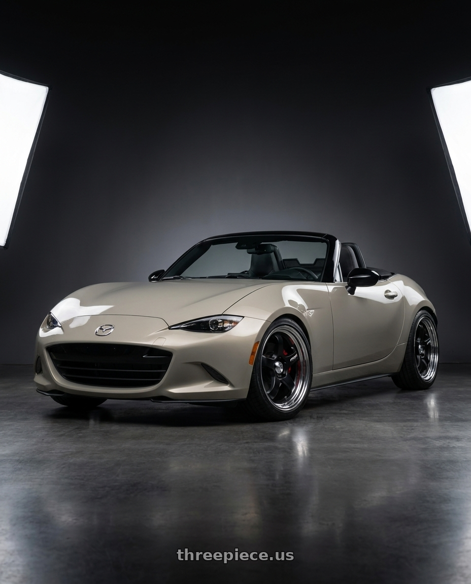 2026 Mazda MX-5 Club with Work Meister S1R 4x100 17x8+38 A Disk Matte Black wheels