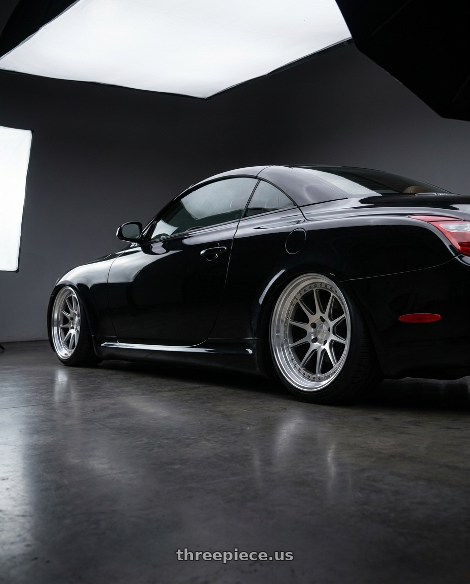 2005 lexus sc430 with Aodhan DS-X 5x114.3 18x9.5 +22 Silver w/Machined Face wheels rear three quarter view square tires