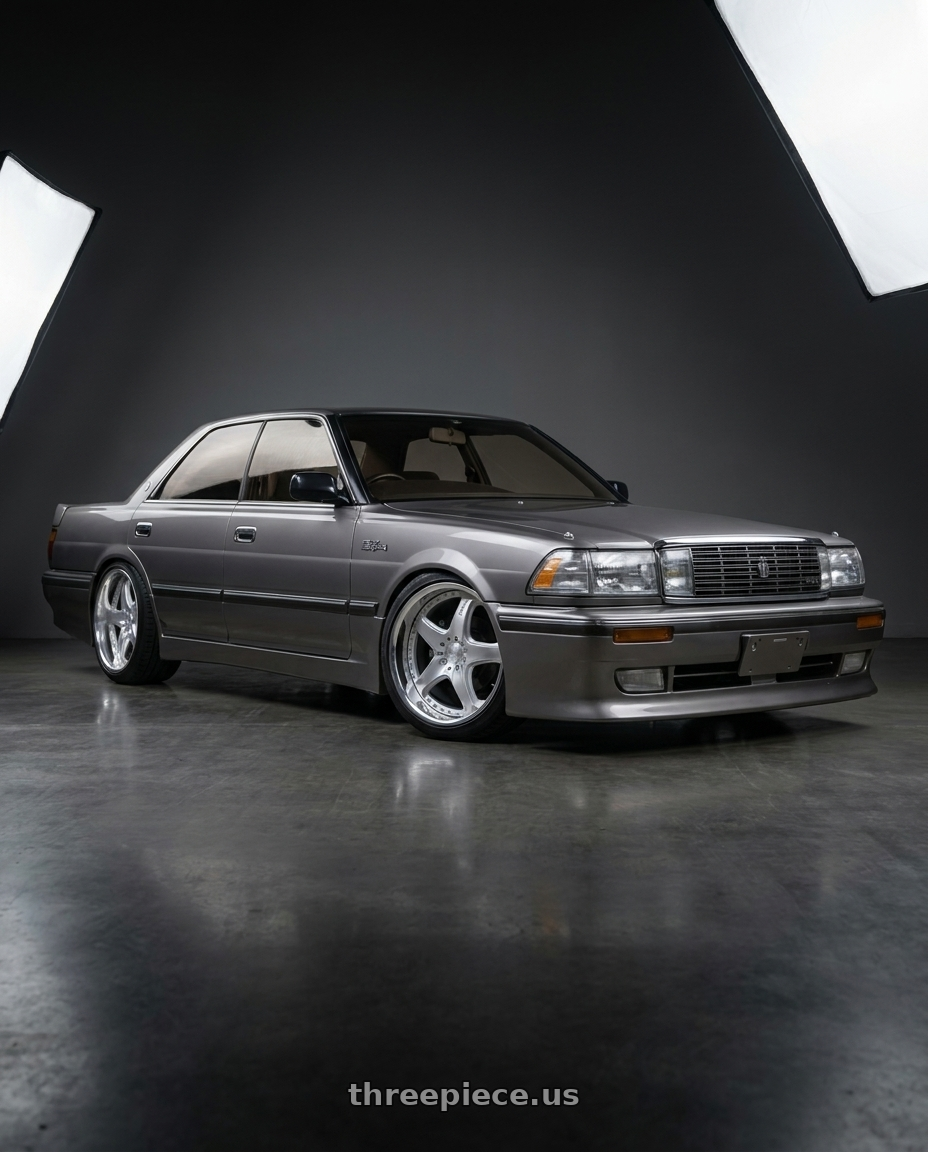 1990 Toyota crown with Rotiform RC199 KPR 5X112 20x9 +25 SILVER wheels