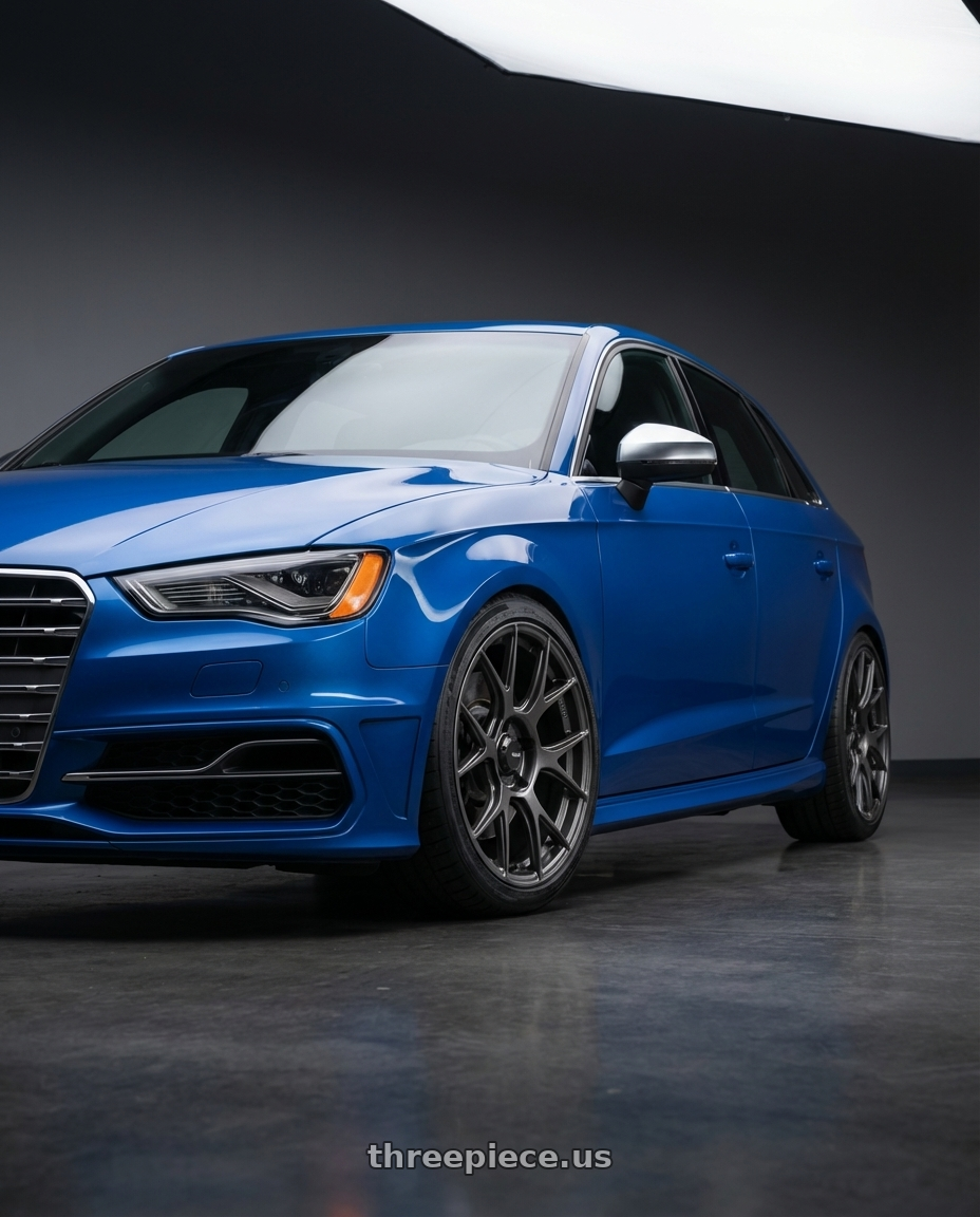 2019 Audi S3 8V with Konig Ampliform 5x112 18x8.5+43 Dark Metallic Graphite wheels