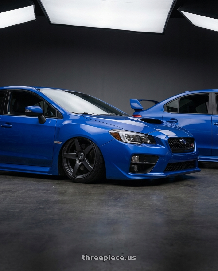 2013 Subaru WRX STI with Forgestar CF5 5x114.3 18x10 +42 Satin Black wheels