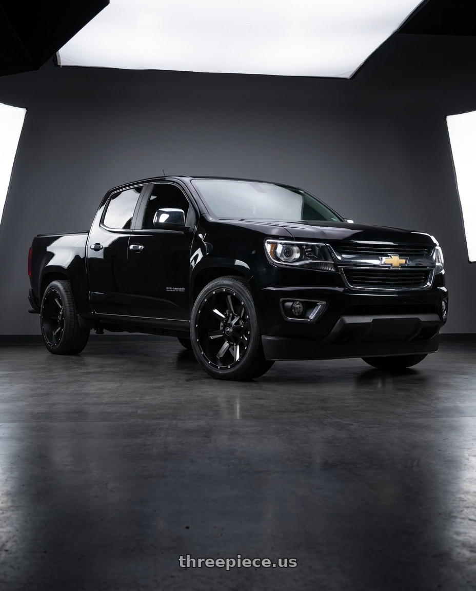 2019 Chevy Colorado with Cali Off-Road Busted 9100 5x139.7 20x12-44 Satin Black/Milled Spokes wheels