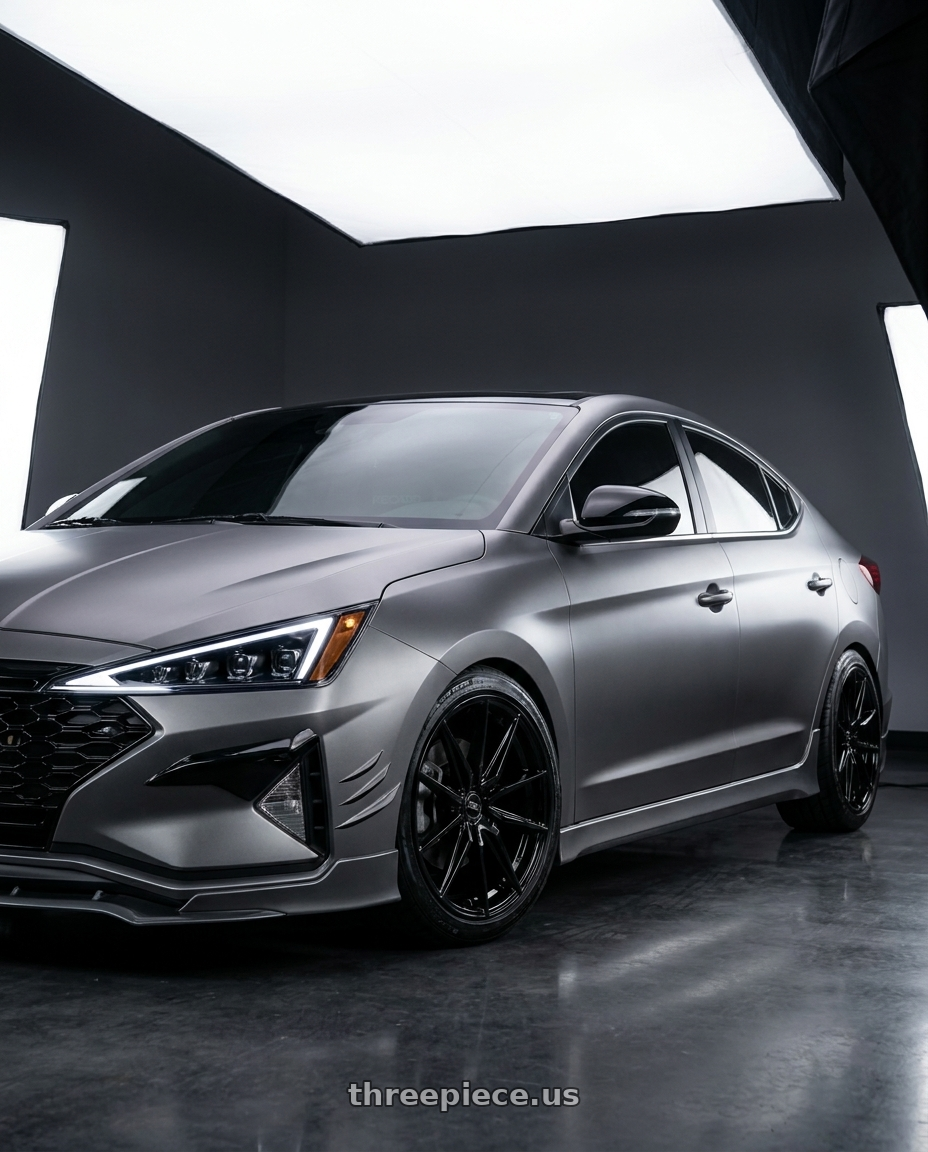 2020 Hyundai Elantra Sport MK6.5 with MST Wheels DELTA 5X108 18x8.5 +35 Glossy Black wheels