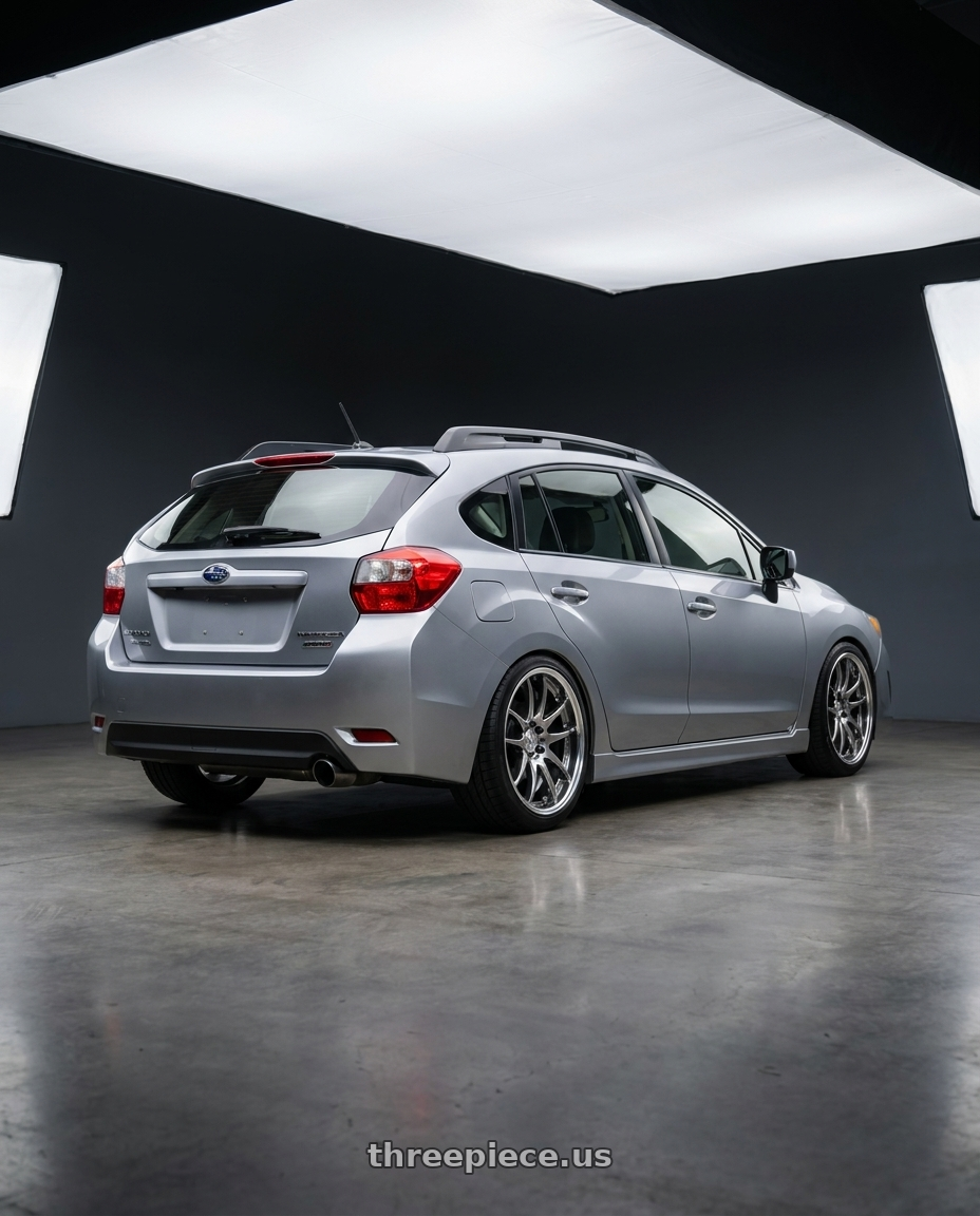 2014 Subaru Impreza Sport limited with Work Emotion CR2P wheels rear three quarter view square tires