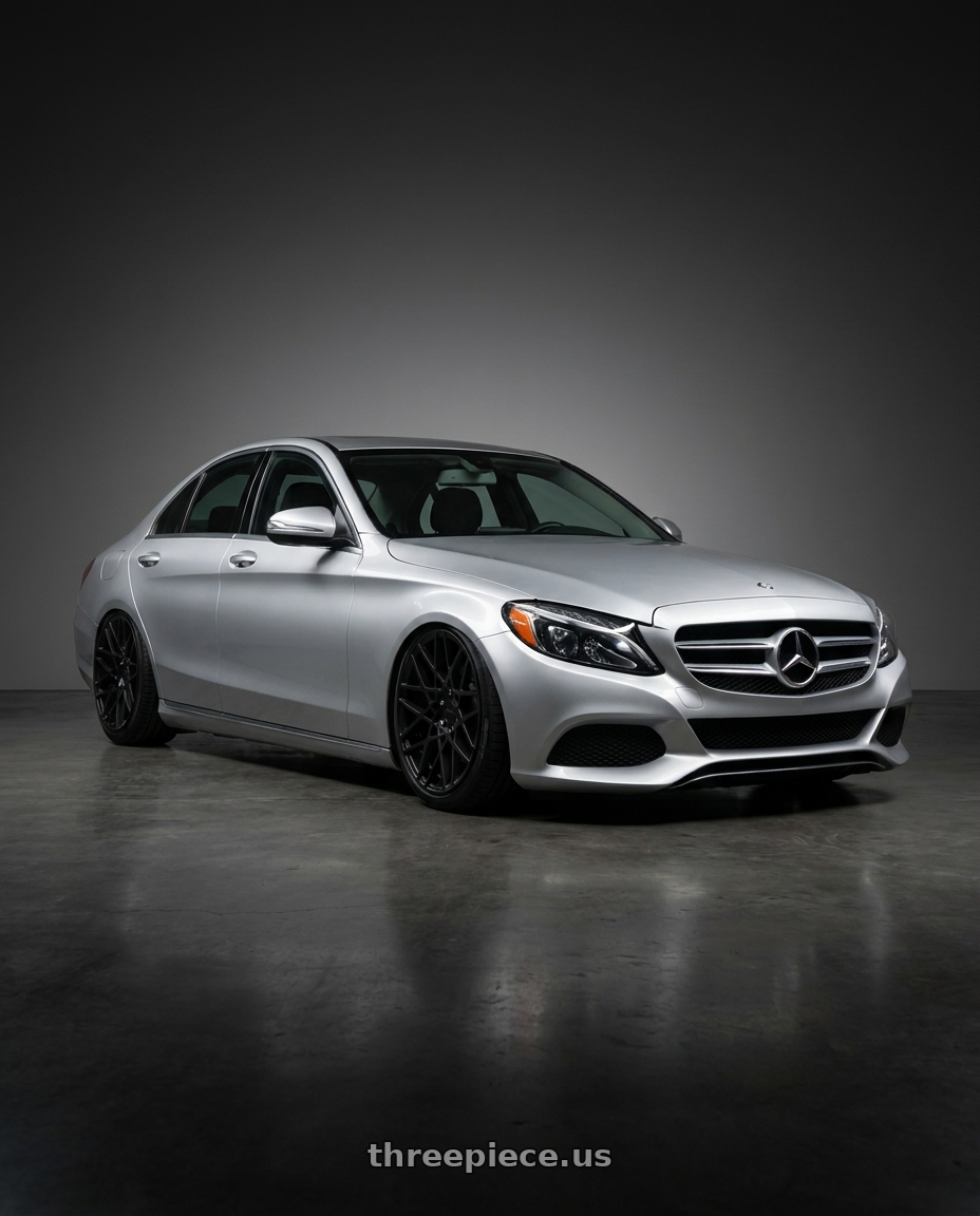 2017 Benz C300 with Rotiform 1PC R112 BLQ 5X112 19X8.5 +35 MATTE BLACK wheels