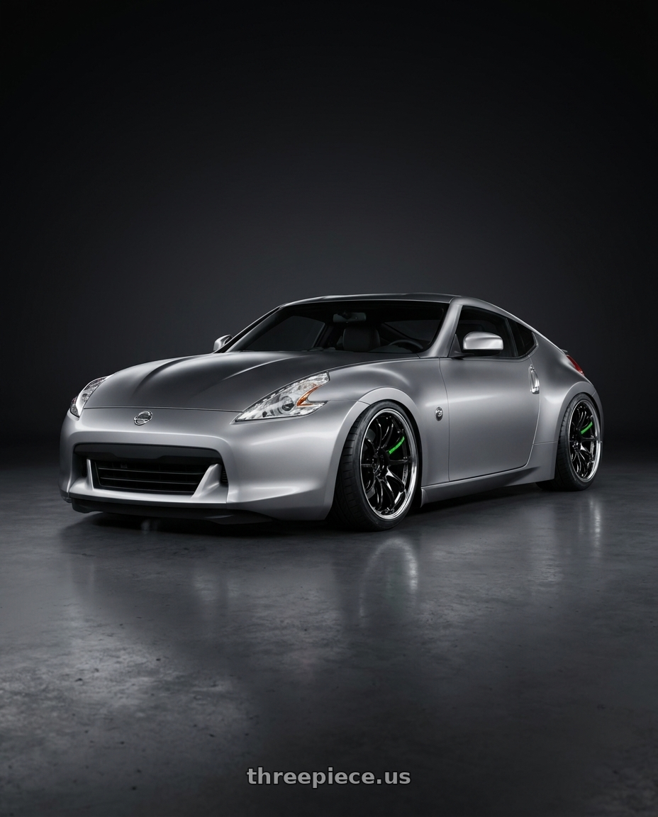2009 Nissan 370z with Work Emotion Zr10 5x100 19x10.5 +15 Black Diamond Lip Cut wheels