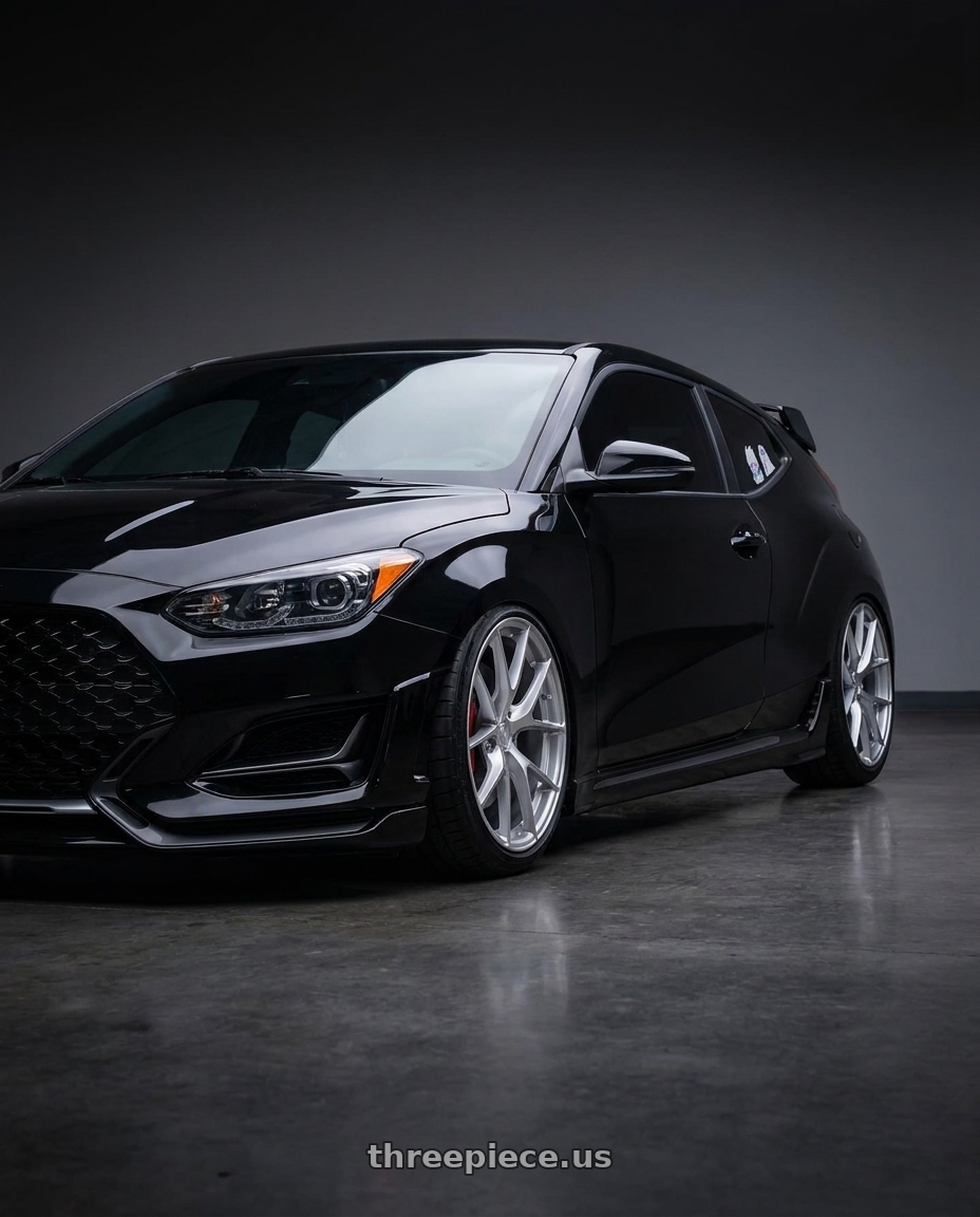 2021 Hyundai Veloster N with Aodhan AFF7 5x120 18x8.5+35 Gloss Silver Machined Face wheels