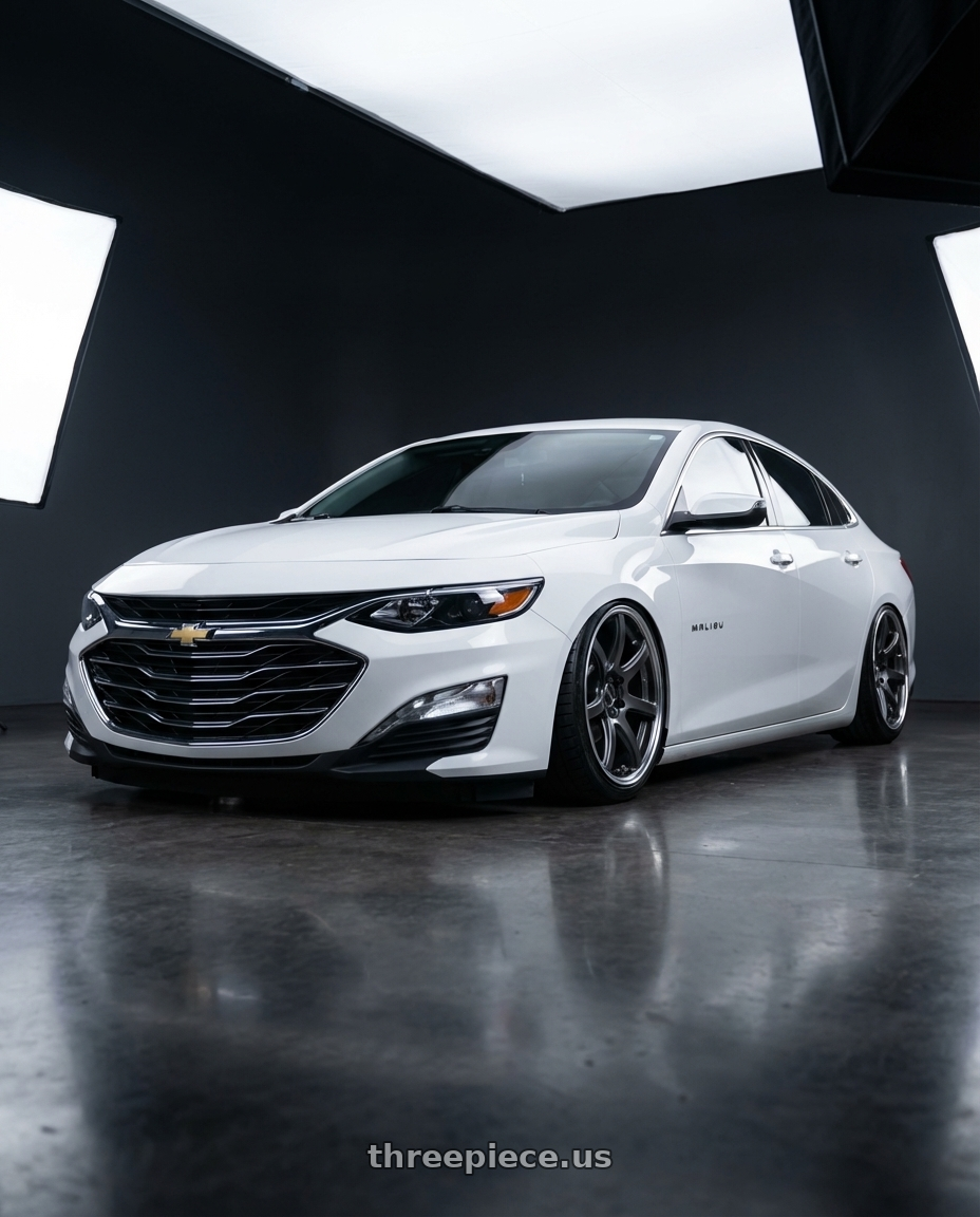 2023 Chevy Malibu LT with Work Emotion T7R 2P wheels front three quarter view stanced stance