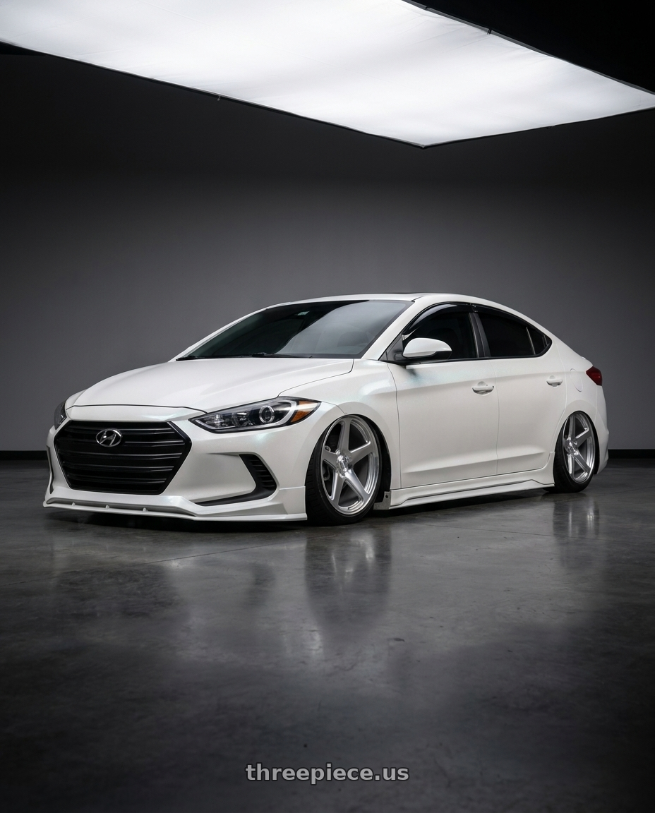 2018 Hyundai Elantra with DOLCE PERFORMANCE STELLA 5x114.3 18x8.5 +35 Gloss Silver wheels