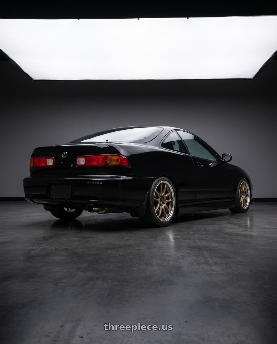 1998 Acura Integra gsr with Work Cr 2P 4x100 16x7 +38 Matte Bronze wheels rear three quarter view square tires