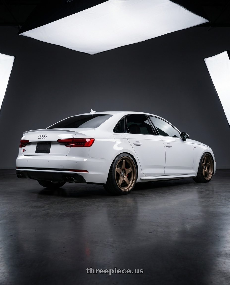 2019 audi s4 with ESR Wheels CR SERIES CR5 5x100 18x8.5 +30 Matte Bronze wheels rear three quarter view slight stretch tires