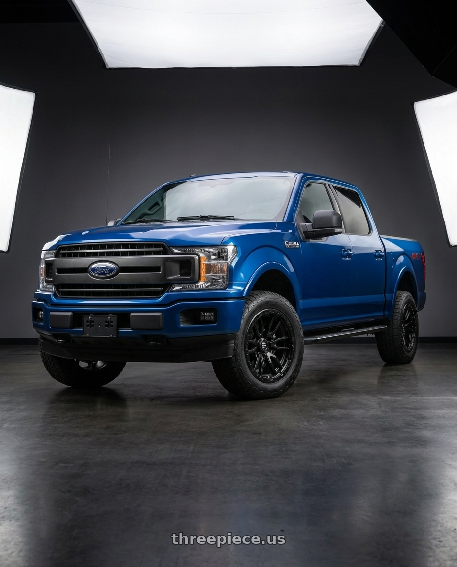 2019 Ford F-150 XLT Blue with Fuel 1PC D679 REBEL 6X135 20X9 +20 MATTE BLACK wheels