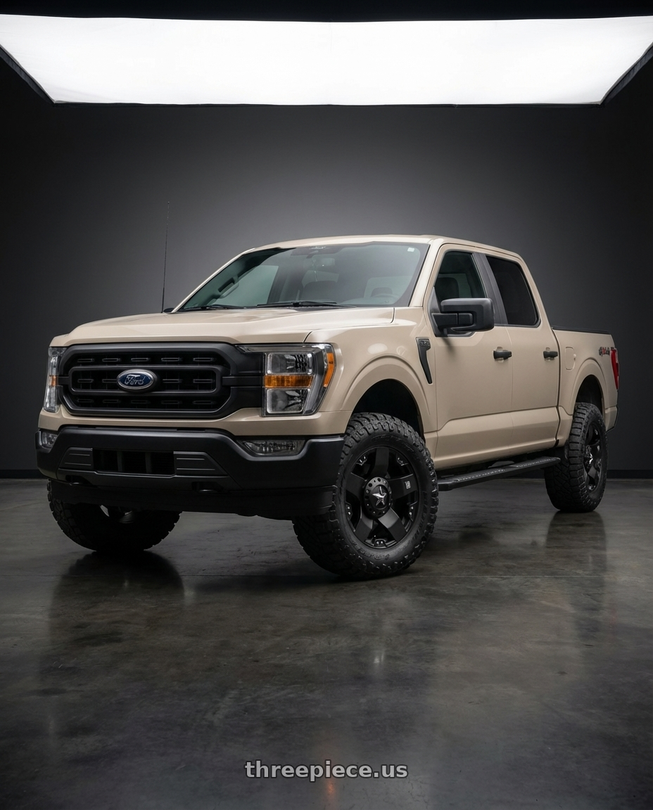 2013 Ford F-150 with XD XD775 ROCKSTAR 6X135/6X139.7 20X8.5 +10 MATTE BLACK wheels front three quarter view stock stance