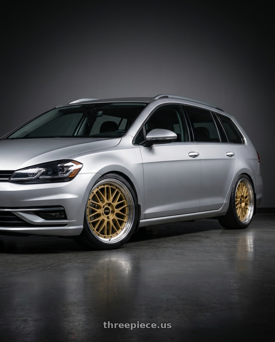 2019 Volkswagen Golf Sportwagen with BBS LM 5x114.3 18x9.0+42 Gold wheels