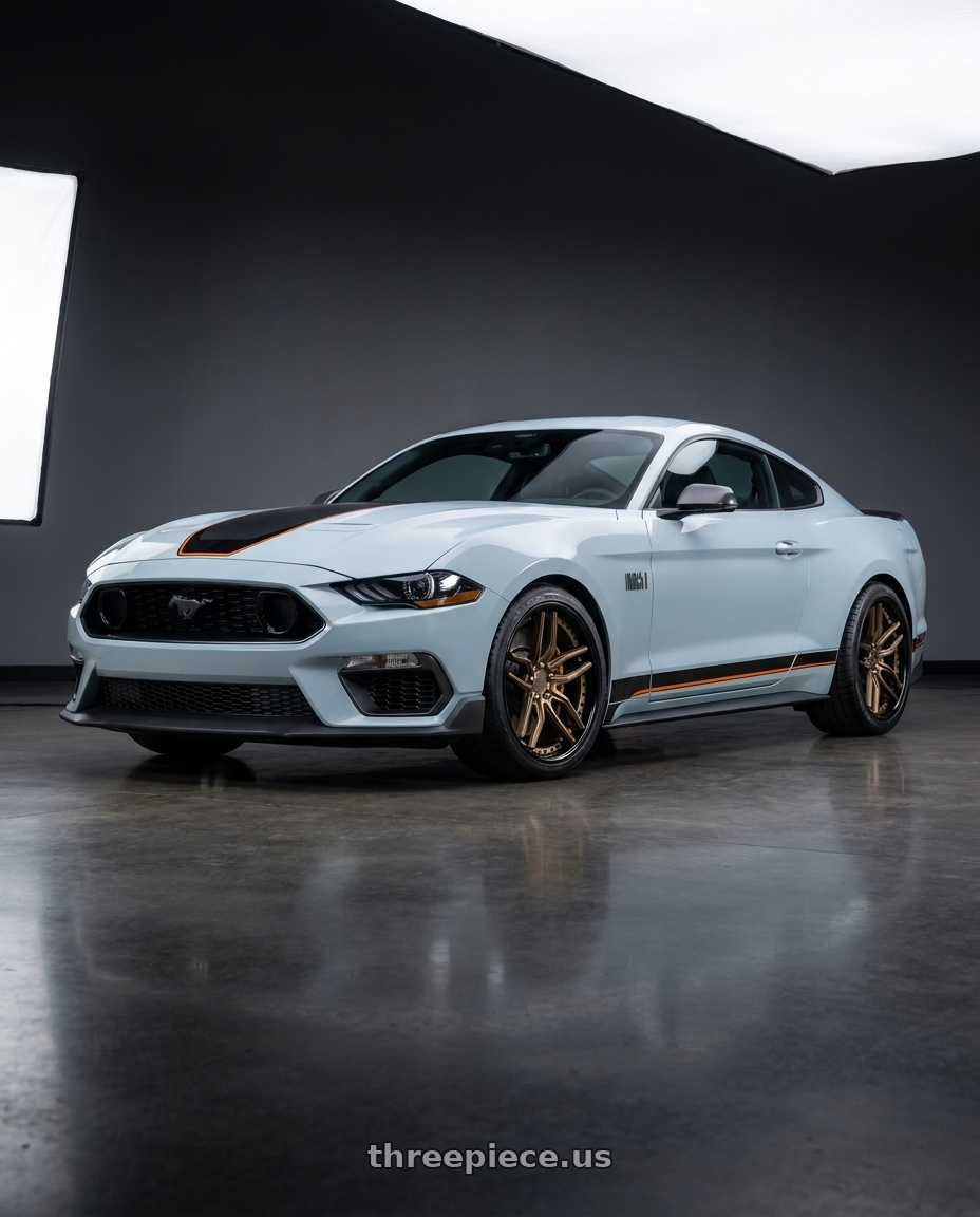 2021 Ford Mustang Mach 1 with Niche 1PC M195 METHOS 5X114.3 19X9.5 +35 MATTE BRONZE BLACK BEAD RING wheels