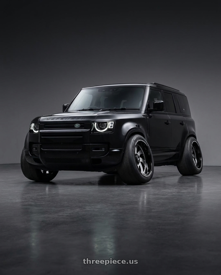 2023 Land Rover Defender 110 with Off Road Monster M07 6x139.7 24x12-44 Gloss Black Machined wheels