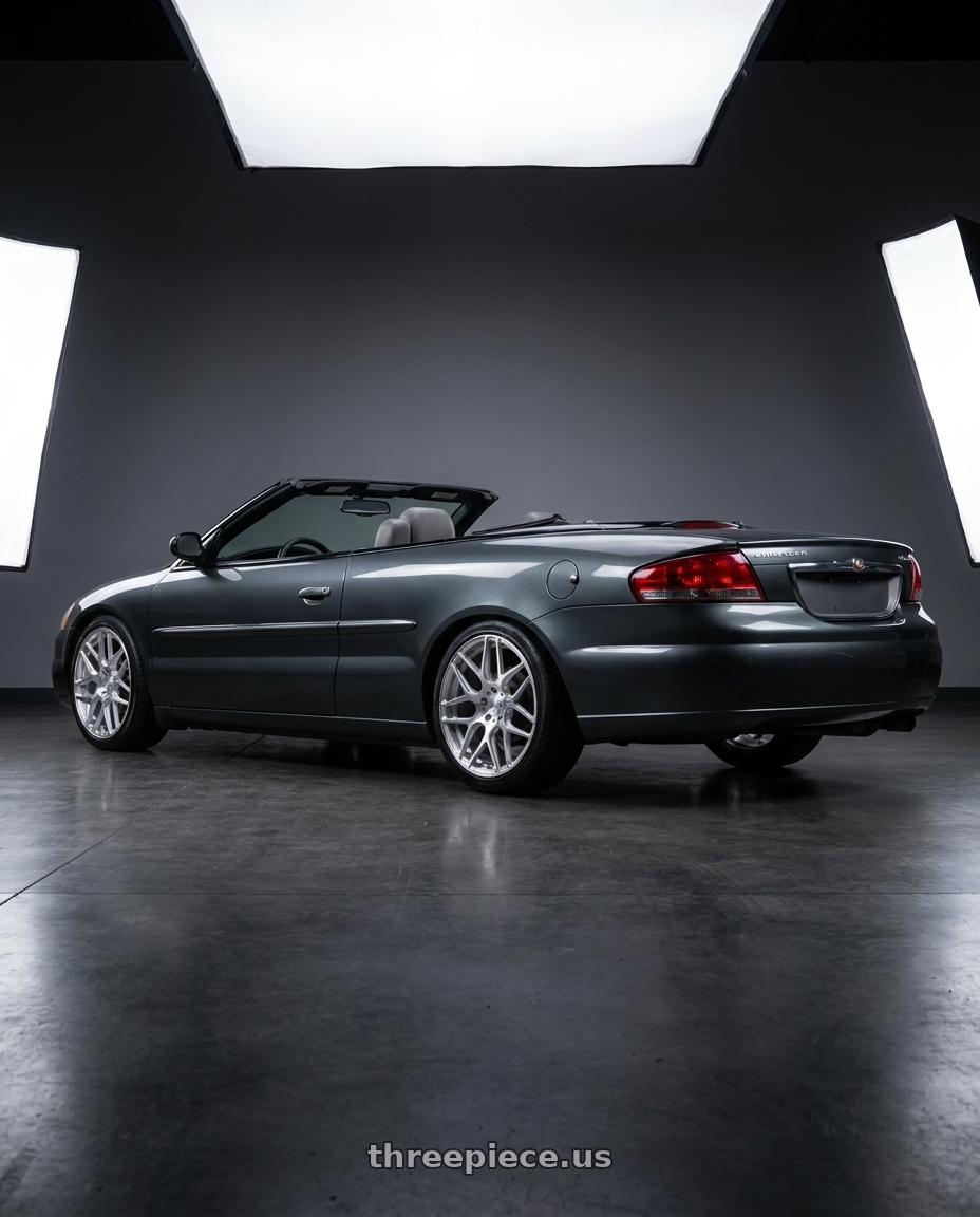 2006 chrysler sebring convertible with MRR FS1 5x100 - 5x130 18x8.5  +0-51 Brushed Clear wheels rear three quarter view slight stretch tires
