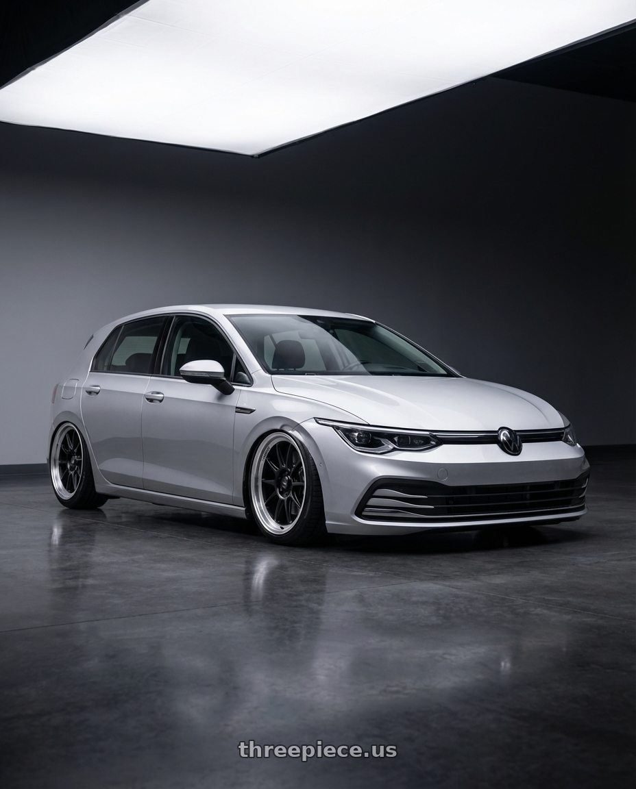 2024 Volkswagen Golf R MK8 with Konig Countergram 5x112 19x9.5+30 Matte Black / Matte Machined Lip wheels