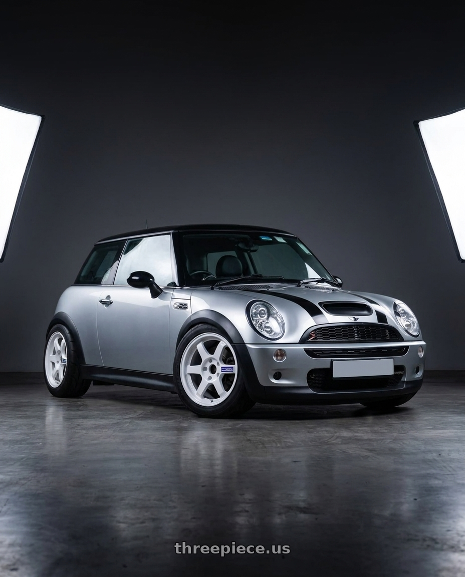 2004 r53 coopers with Volk Racing TE37 Gravel 5x114.3 15x7.0+35 White wheels