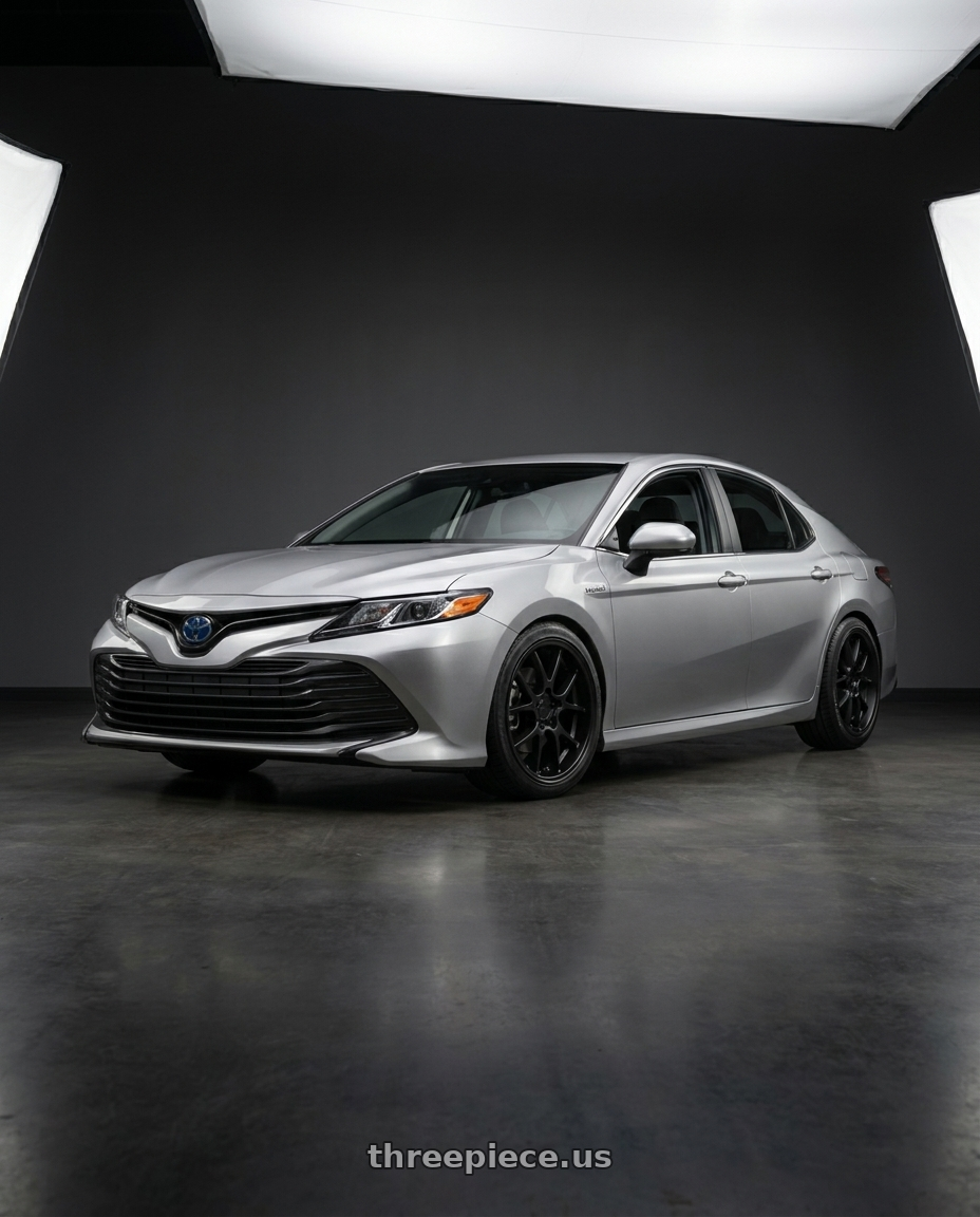 2021 Toyota Camry Hybrid LE with Rotiform 207 5x114.3 18x8.5 +45 MATTE BLACK wheels