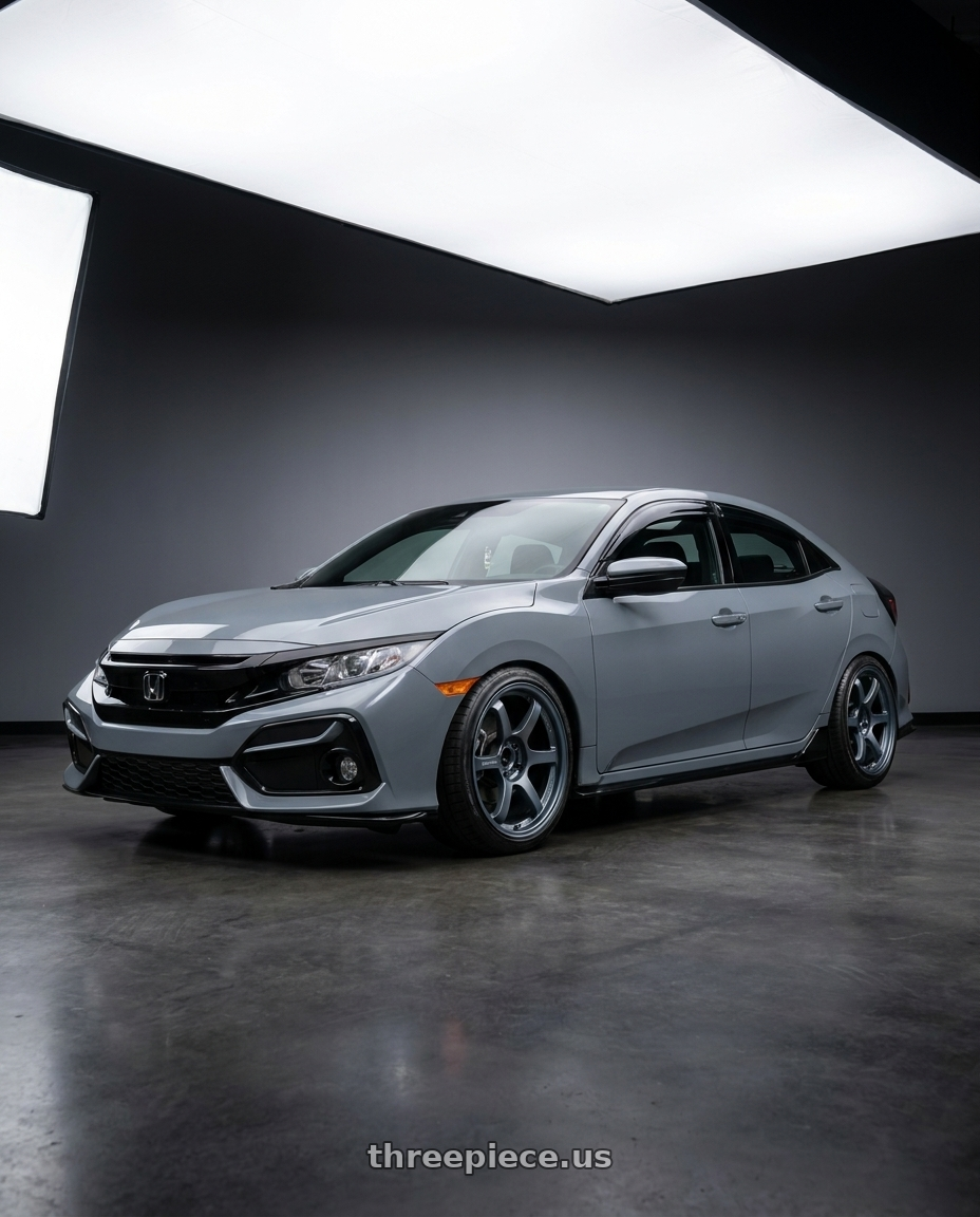 2021 Honda Civic sports hatchback with Gram Lights 57DR 5x114.3 18x9.5+38 Gunblue II wheels
