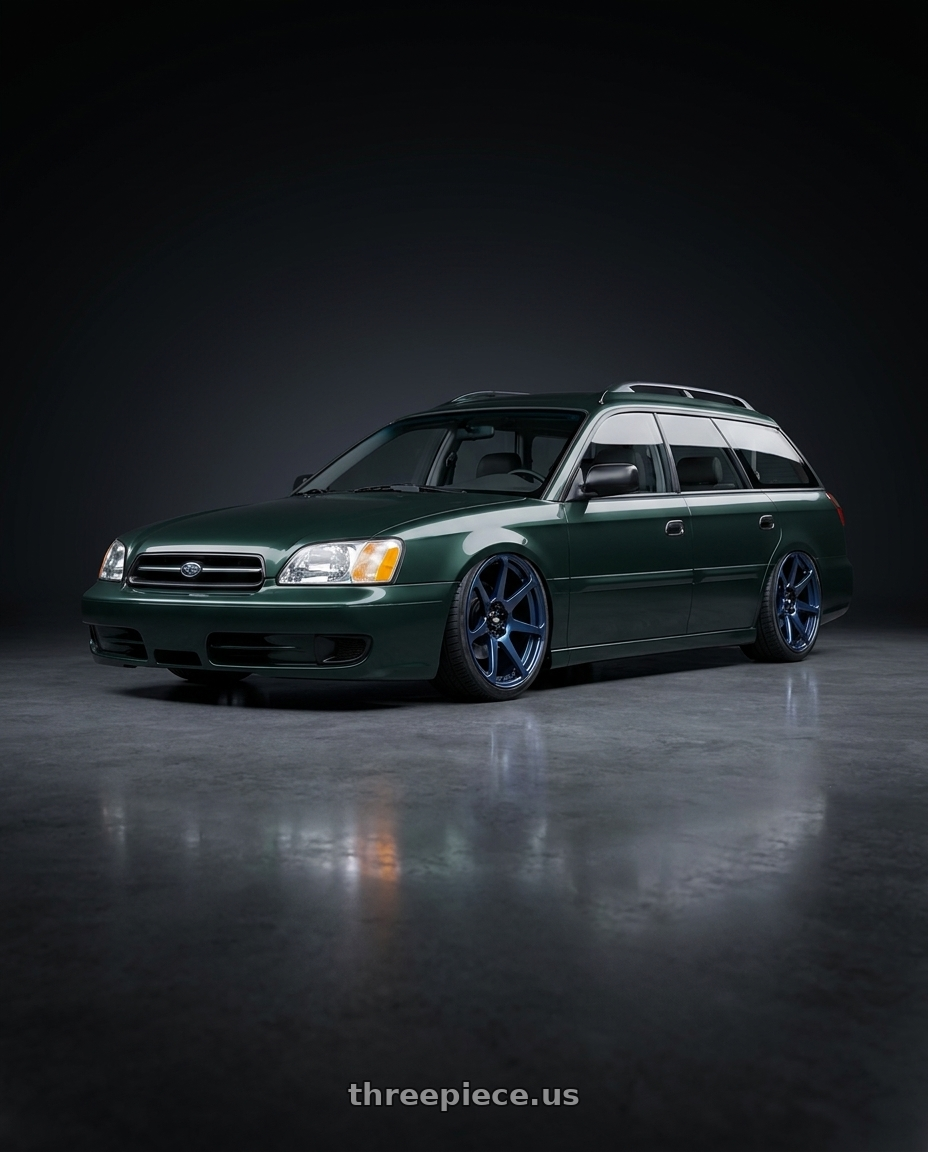 2002 Subaru Legacy L Wagon with Motegi MR154 BATTLE 5X100 17X8 +43 MIDNIGHT BLUE wheels