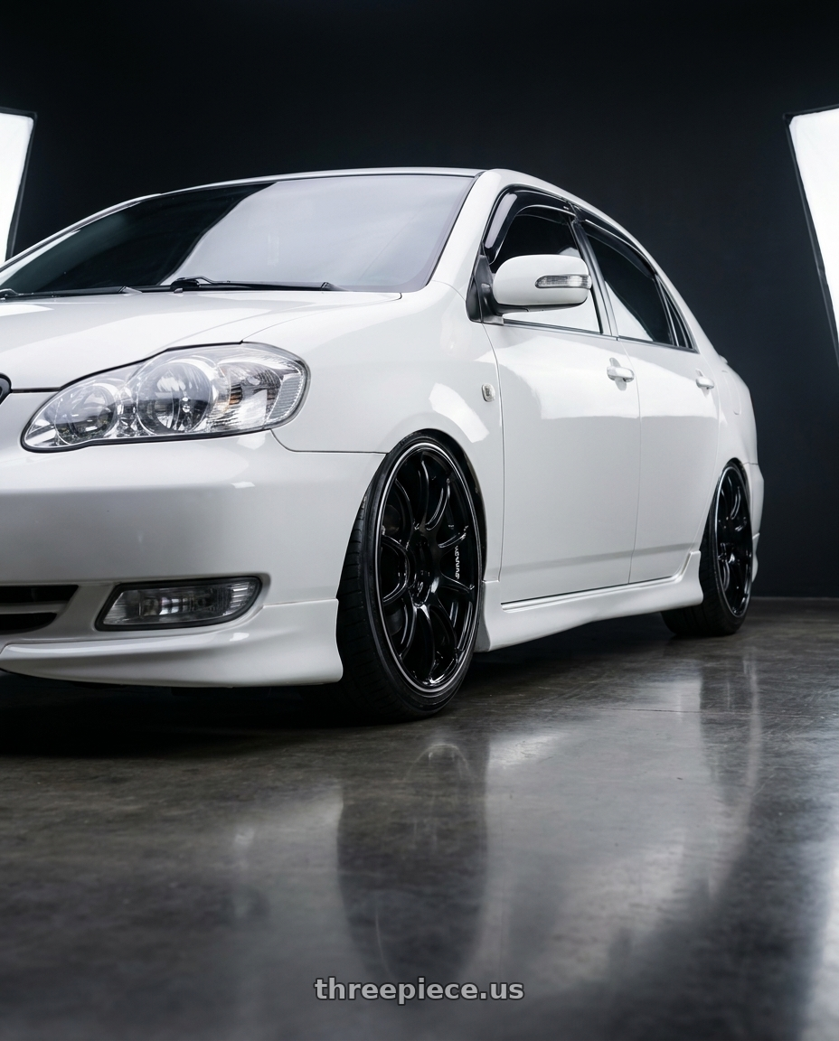 2006 corolla 9gen with Advan RZ II 4x100 16x7.0+41 Racing Gloss Black and Ring wheels
