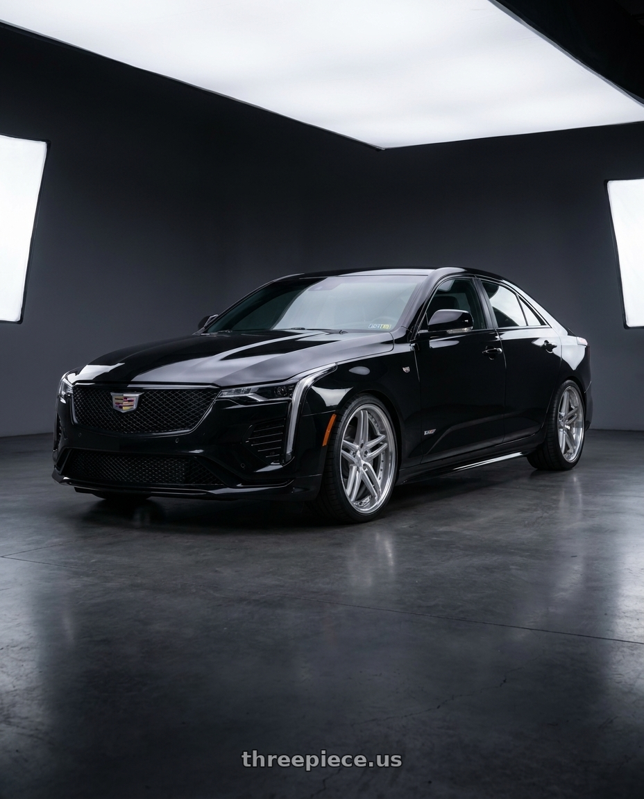 2023 cadillac ct4v awd with Work Gnosis Gr205 5x115 19x8.5+38 O Disk Brush Silver Clear wheels