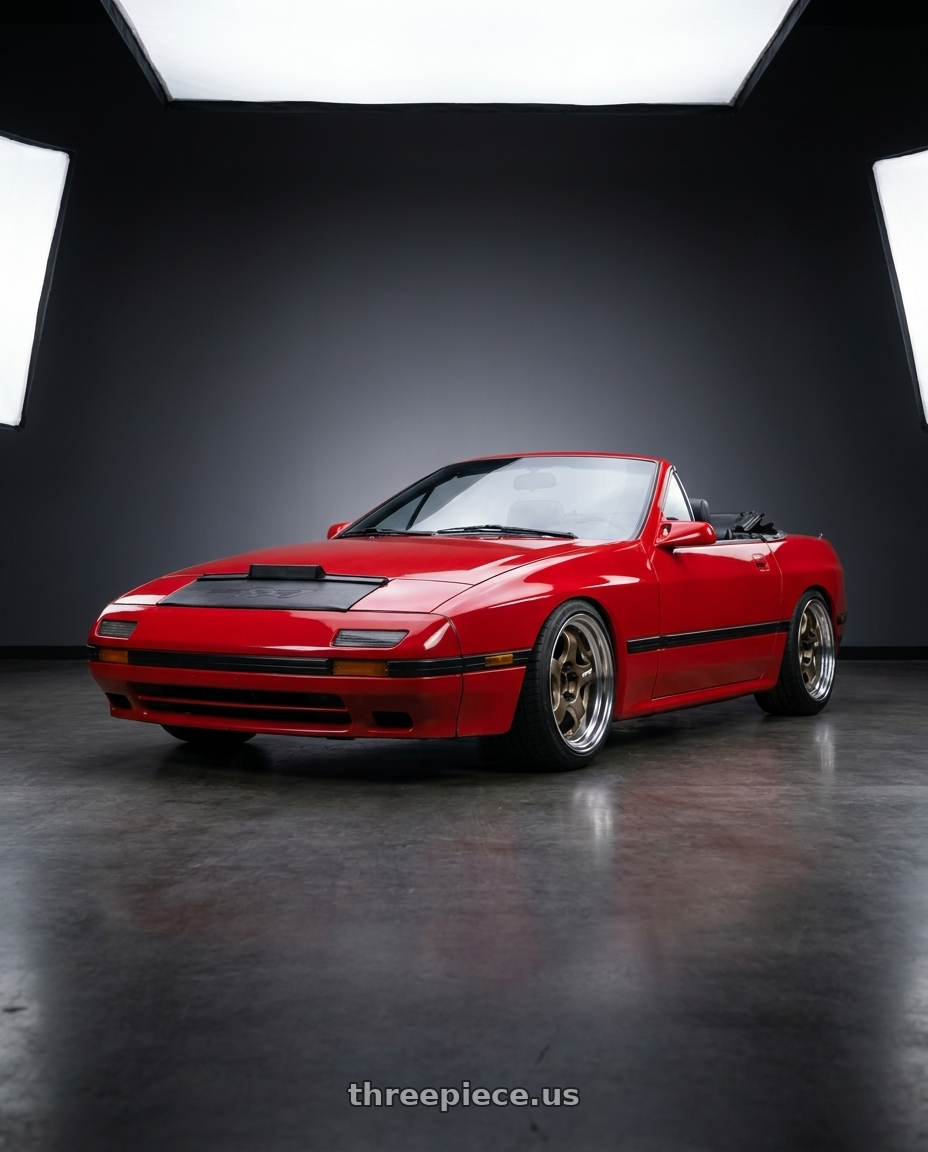1988 RX-7 FC with Work Meister S1 2P 5x114.3 15x6.5+45 O Disk Titanium Gold wheels