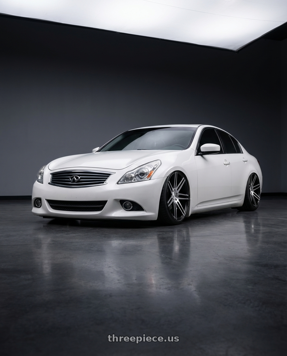 2014 Infiniti G37 Coupe with Niche 1PC M178 TRENTO 5X114.3 19X8.5 +35 GLOSS BLACK BRUSHED wheels