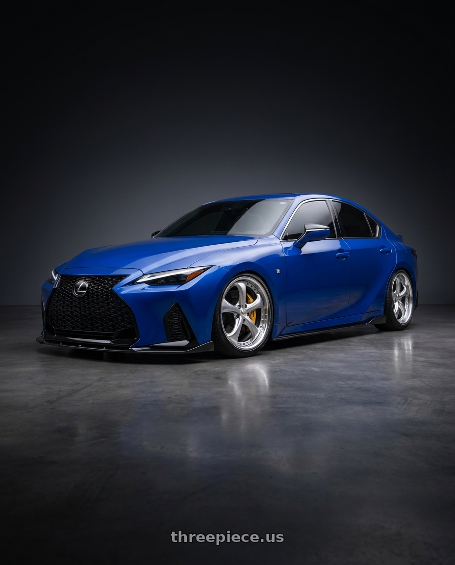2021 Lexus IS 350 F-Sport with Work Wheels VS-KF 5X114.3 19x9.5+40 Brilliant Silver Black O Disk FULL REVERSE wheels