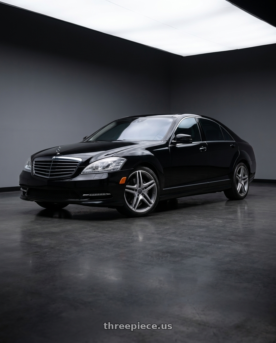 2013 Benz s550 with REPLICA WHEELS R5055 5x112 20x9.5 +38 Grey / Machined wheels