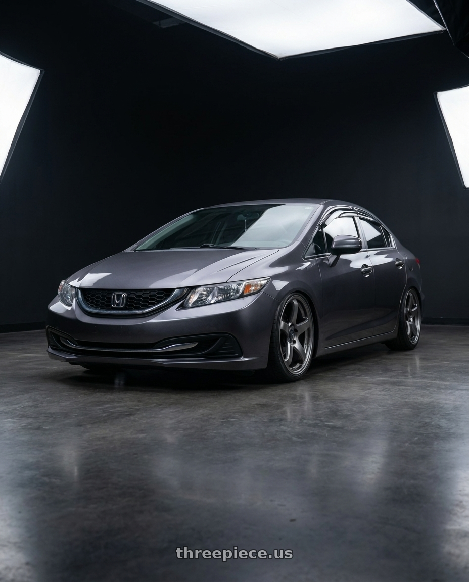 2015 honda civic lx with Enkei PF05 5x114.3 18x8.5+45 Dark Silver wheels