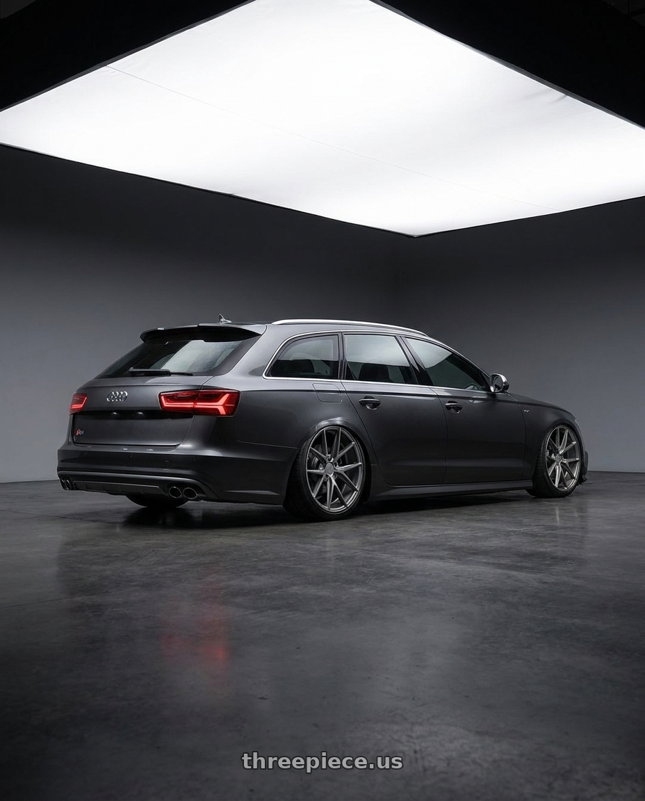 2016 Audi S6 C7 with Niche 1PC M116 MISANO 5X112 20X9 +32 MATTE GUN METAL wheels rear three quarter view slight stretch tires